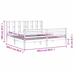 vidaXL Bed Frame Bed Base Platform Bed with Headboard Small Single Solid Wood - brown, 200 x 200 cm