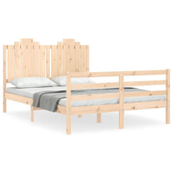 vidaXL Bed Frame Bed Base with Headboard Platform Bed 140x200 cm Solid Wood - 140 x 200 cm