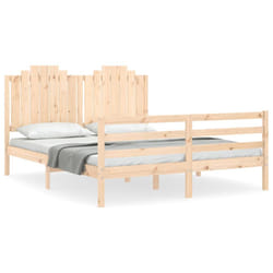vidaXL Bed Frame Bed Base with Headboard Platform Bed 140x200 cm Solid Wood - 160 x 200 cm