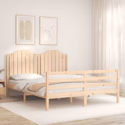 vidaXL Bed Frame Bed Base with Headboard Platform Bed 140x200 cm Solid Wood - 160 x 200 cm