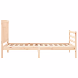 vidaXL Bed Frame Bed Base Platform Bed with Headboard Black Single Solid Wood - brown, 75 x 190 cm - Additional view 5