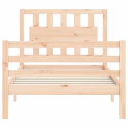 vidaXL Bed Frame Bed Base Platform Bed with Headboard Black Single Solid Wood - brown, 75 x 190 cm - Additional view 6