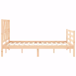 vidaXL Bed Frame Platform Bed with Headboard White Small Double Solid Wood - brown, 140 x 200 cm - Additional view 5