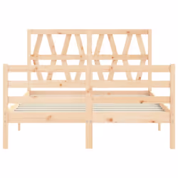 vidaXL Bed Frame Platform Bed with Headboard White Small Double Solid Wood - brown, 140 x 200 cm - Additional view 6