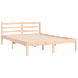 vidaXL Bed Frame Platform Bed with Headboard White Small Double Solid Wood - brown, 140 x 200 cm - Additional view 7