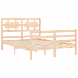 vidaXL Bed Frame Bed Base Platform Bed with Headboard Small Single Solid Wood - brown, 120 x 200 cm - Additional view 4
