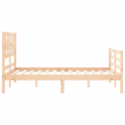 vidaXL Bed Frame Bed Base Platform Bed with Headboard Small Single Solid Wood - brown, 120 x 200 cm - Additional view 5