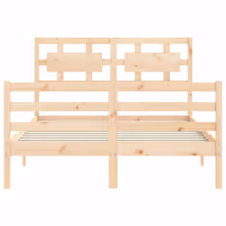 vidaXL Bed Frame Bed Base Platform Bed with Headboard Small Single Solid Wood - brown, 120 x 200 cm - Additional view 6