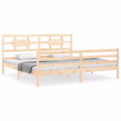 vidaXL Bed Frame Bed Base Platform Bed with Headboard Small Single Solid Wood - brown, 200 x 200 cm