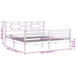 vidaXL Bed Frame Bed Base Platform Bed with Headboard Small Single Solid Wood - brown, 200 x 200 cm