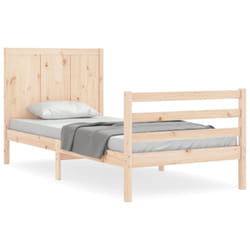 vidaXL Bed Frame Bedroom Platform Bed Frame Bedstead with Headboard Solid Wood - natural, 75 x 190 cm