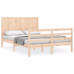 vidaXL Bed Frame Bed Base with Headboard Honey Brown Small Double Solid Wood - brown, 120 x 200 cm
