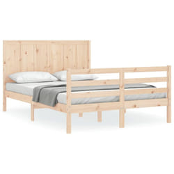 vidaXL Bed Frame Bed Base with Headboard Honey Brown Small Double Solid Wood - brown, 120 x 200 cm