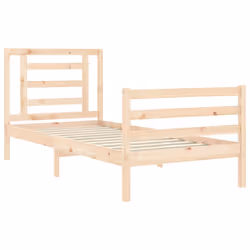 vidaXL Bed Frame Bed Base Platform Bed with Headboard Small Single Solid Wood - brown, 90 x 200 cm - Additional view 4