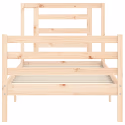 vidaXL Bed Frame Bed Base Platform Bed with Headboard Small Single Solid Wood - brown, 90 x 200 cm - Additional view 5