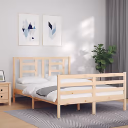 vidaXL Bed Frame Bed Base Platform Bed with Headboard Small Single Solid Wood - brown, 120 x 200 cm - Additional view 2