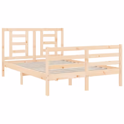 vidaXL Bed Frame Bed Base Platform Bed with Headboard Small Single Solid Wood - brown, 120 x 200 cm - Additional view 4