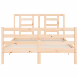vidaXL Bed Frame Bed Base Platform Bed with Headboard Small Single Solid Wood - brown, 140 x 200 cm - Additional view 5