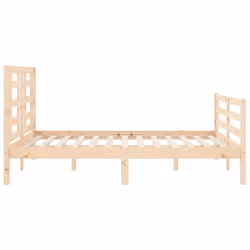 vidaXL Bed Frame Bed Base Platform Bed with Headboard Small Single Solid Wood - brown, 140 x 200 cm - Additional view 6