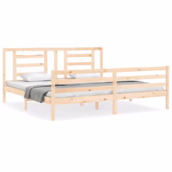 vidaXL Bed Frame Bed Base Platform Bed with Headboard Small Single Solid Wood - brown, 200 x 200 cm