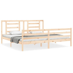 vidaXL Bed Frame Bed Base Platform Bed with Headboard Small Single Solid Wood - brown, 200 x 200 cm