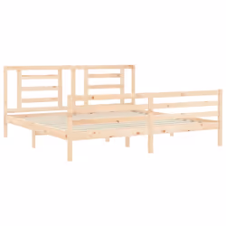 vidaXL Bed Frame Bed Base Platform Bed with Headboard Small Single Solid Wood - brown, 200 x 200 cm - Additional view 4