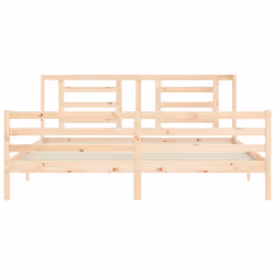 vidaXL Bed Frame Bed Base Platform Bed with Headboard Small Single Solid Wood - brown, 200 x 200 cm - Additional view 5