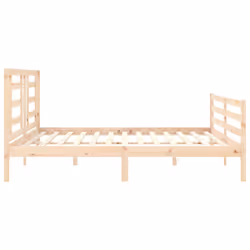 vidaXL Bed Frame Bed Base Platform Bed with Headboard Small Single Solid Wood - brown, 200 x 200 cm - Additional view 6