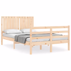 vidaXL Bed Frame Bed Base with Headboard Honey Brown Small Double Solid Wood - brown, 120 x 200 cm
