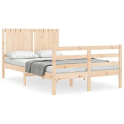 vidaXL Bed Frame Bed Base with Headboard Honey Brown Small Double Solid Wood - brown, 120 x 200 cm