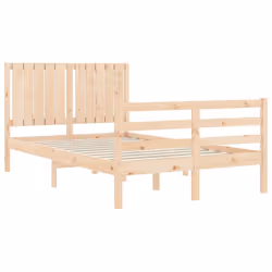 vidaXL Bed Frame Bed Base with Headboard Honey Brown Small Double Solid Wood - brown, 120 x 200 cm - Additional view 4