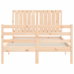 vidaXL Bed Frame Bed Base with Headboard Honey Brown Small Double Solid Wood - brown, 120 x 200 cm - Additional view 5