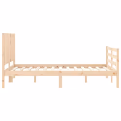 vidaXL Bed Frame Bed Base with Headboard Honey Brown Small Double Solid Wood - brown, 120 x 200 cm - Additional view 6
