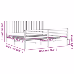 vidaXL Bed Frame Bedroom Platform Bed Frame Bedstead with Headboard Solid Wood - natural, 200 x 200 cm