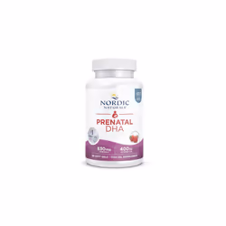 Nordic Naturals, Prenatal DHA, 830mg Omega-3 with EPA and DHA, High Dosage, Strawberry Flavour, 90 Softgels, Lab-Tested, Soy ...