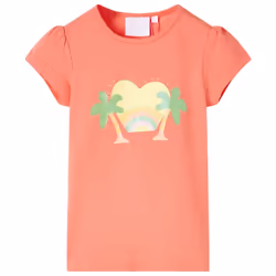 Kids' T-shirt Short Sleeves Children's T Shirt Tee Rainbow and Palm Print - coral, 140