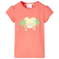Kids' T-shirt Short Sleeves Children's T Shirt Tee Rainbow and Palm Print - coral, 140