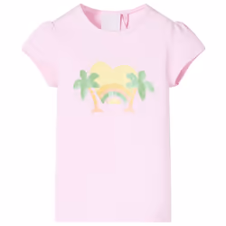Kids' T-shirt Short Sleeves Children's T Shirt Tee Rainbow and Palm Print - pink, 92