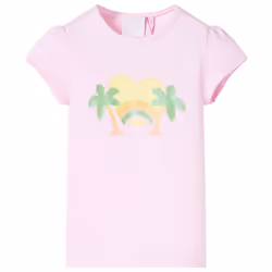 Kids' T-shirt Short Sleeves Children's T Shirt Tee Rainbow and Palm Print - pink, 104