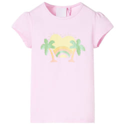 Kids' T-shirt Short Sleeves Children's T Shirt Tee Rainbow and Palm Print - pink, 104