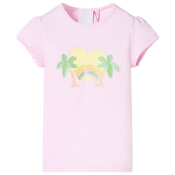 Kids' T-shirt Short Sleeves Children's T Shirt Tee Rainbow and Palm Print - pink, 128