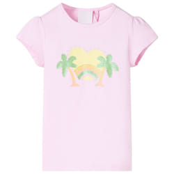 Kids' T-shirt Short Sleeves Children's T Shirt Tee Rainbow and Palm Print - pink, 140