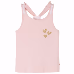 Kids' Tank Top Sleeveless Children's Camisole Undershirt Vest Glitter Heart - pink, 140