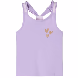 Kids' Tank Top Sleeveless Children's Camisole Undershirt Vest Glitter Heart - lila, 140