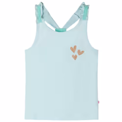 Kids' Tank Top Sleeveless Children's Camisole Undershirt Vest Glitter Heart - mint, 128