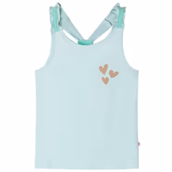 Kids' Tank Top Sleeveless Children's Camisole Undershirt Vest Glitter Heart - mint, 140