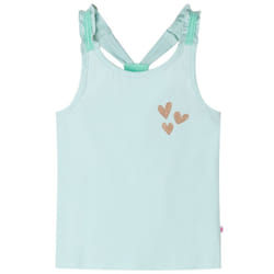 Kids' Tank Top Sleeveless Children's Camisole Undershirt Vest Glitter Heart - mint, 140
