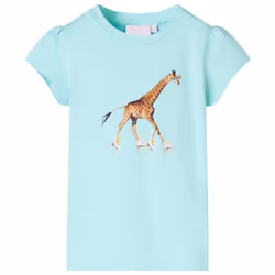 ) Kids' T-shirt Short Sleeves Children's T Shirt Tee Toddler Top Giraffe Print - aqua, 140 (9-10y
