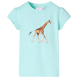 ) Kids' T-shirt Short Sleeves Children's T Shirt Tee Toddler Top Giraffe Print - aqua, 140 (9-10y