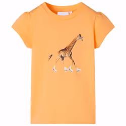 ) Kids' T-shirt Short Sleeves Children's T Shirt Tee Toddler Top Giraffe Print - orange, 104 (3-4y